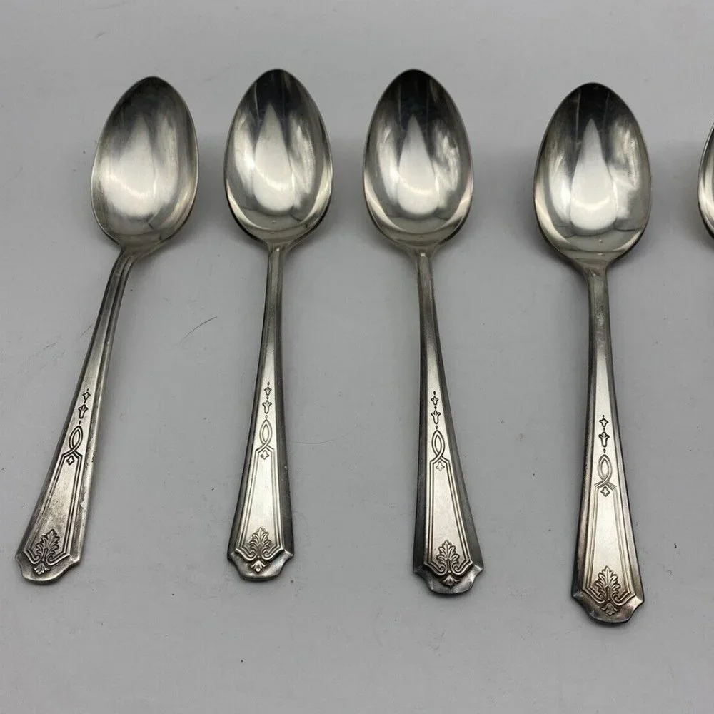 Vintage 1922 Oneida Community Beverly Teaspoons Set Of 12 Silverplate‎ Art Deco